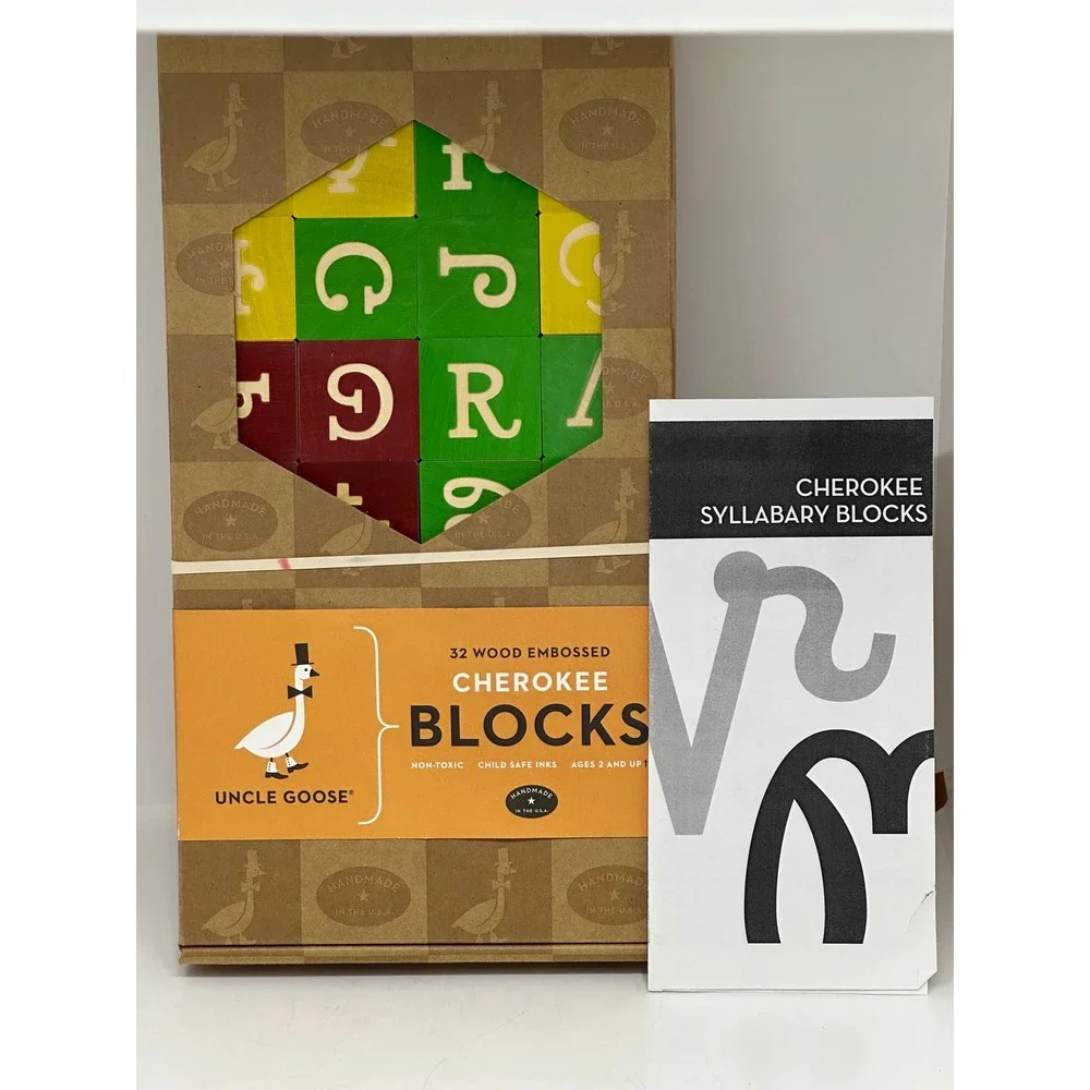 Uncle Goose Cherokee Blocks Multicolor Syllabary Wood Embossed Handmade USA New